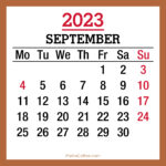 September 2023 Monthly Calendar with Holidays, Printable Free, Beige, Monday Start