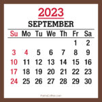 September 2023 Monthly Calendar with Holidays, Printable Free, Brown, Sunday Start