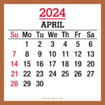April 2024 Monthly Calendar with Holidays, Printable Free, Beige, Sunday Start