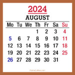 August 2024 Monthly Calendar with UK Holidays, Printable Free, Beige
