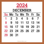December 2024 Monthly Calendar, Printable Free, Beige, Sunday Start
