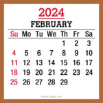 February 2024 Monthly Calendar, Printable Free, Beige, Sunday Start