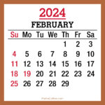 February 2024 Monthly Calendar with Holidays, Printable Free, Beige, Sunday Start