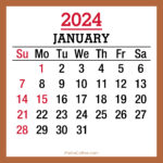 January 2024 Monthly Calendar with Holidays, Printable Free, Beige, Sunday Start
