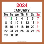 January 2024 Monthly Calendar with UK Holidays, Printable Free, Beige