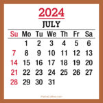 July 2024 Monthly Calendar, Printable Free, Beige, Sunday Start