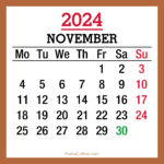 November 2024 Monthly Calendar with UK Holidays, Printable Free, Beige