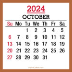 October 2024 Monthly Calendar, Printable Free, Beige, Sunday Start