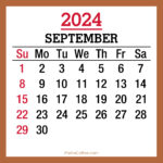 September 2024 Monthly Calendar, Printable Free, Beige, Sunday Start