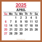 April 2025 Monthly Calendar, Printable Free, Beige, Sunday Start