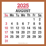 August 2025 Monthly Calendar with Holidays, Printable Free, Beige, Sunday Start