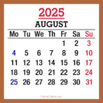 August 2025 Monthly Calendar with UK Holidays, Printable Free, Beige