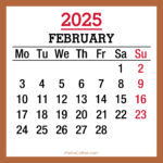 February 2025 Monthly Calendar, Printable Free, Beige, Monday Start