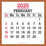 February 2025 Monthly Calendar, Printable Free, Beige, Sunday Start