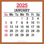 January 2025 Monthly Calendar, Printable Free, Beige, Sunday Start
