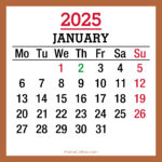 January 2025 Monthly Calendar with UK Holidays, Printable Free, Beige