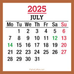July 2025 Monthly Calendar with UK Holidays, Printable Free, Beige