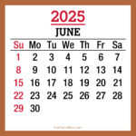 June 2025 Monthly Calendar, Printable Free, Beige, Sunday Start