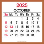 October 2025 Monthly Calendar with Holidays, Printable Free, Beige, Sunday Start
