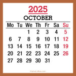 October 2025 Monthly Calendar with UK Holidays, Printable Free, Beige