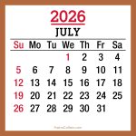 July 2026 Monthly Calendar with Canada Holidays, Printable Free, Sunday Start 2026-Calendar-Canada-Holidays-July-Beige-SS-001