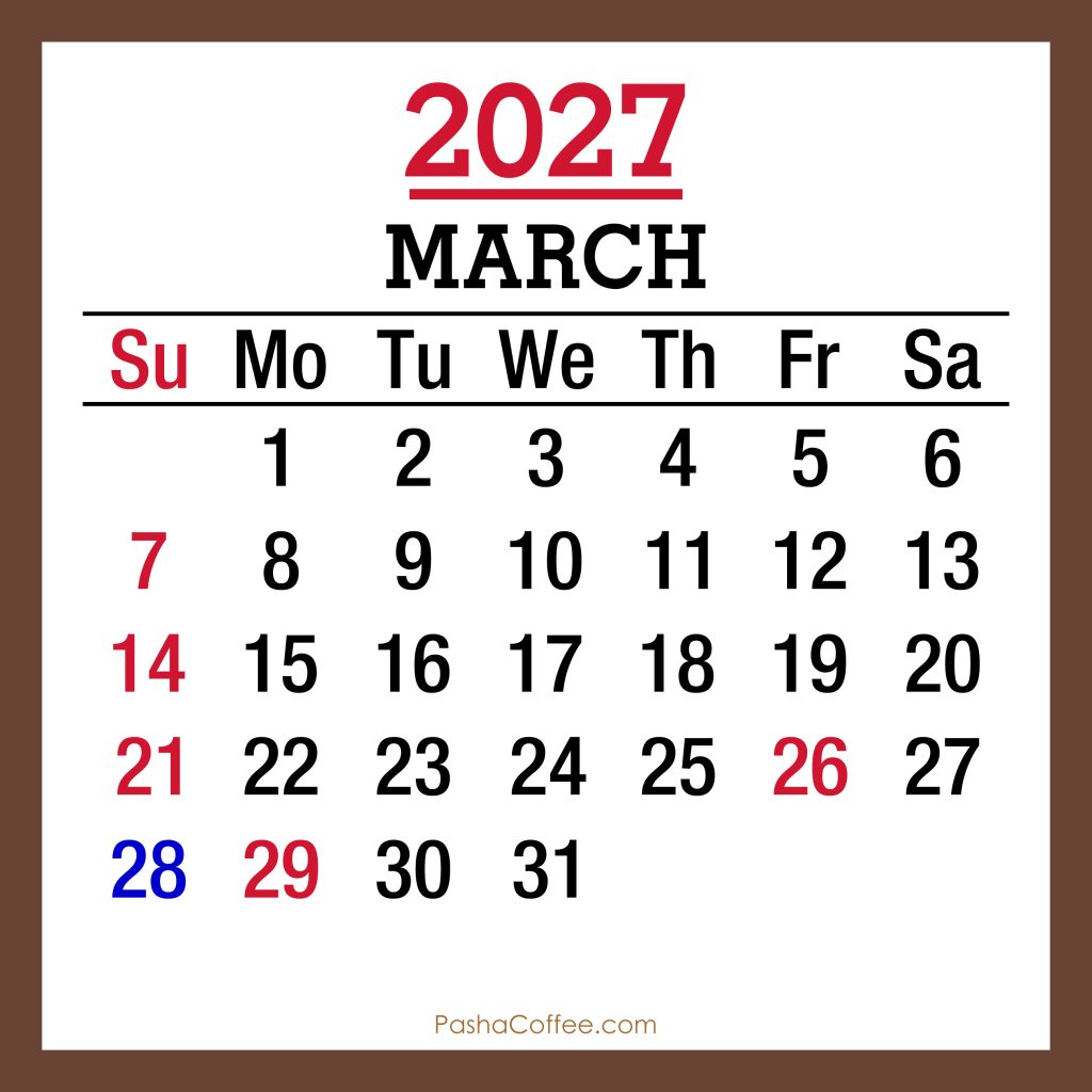 March 2027 Monthly Calendar with Canada Holidays, Printable Free